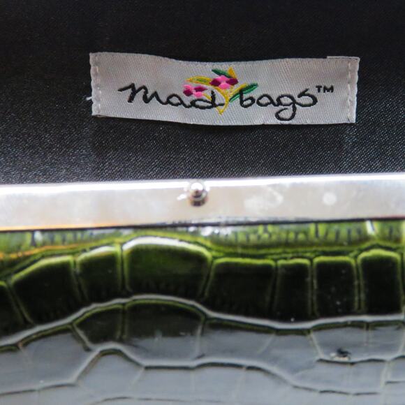 Mad Bags Vintage Clutch Shoulder Bag Green Crocodile Texture Leather Retro Bag - Picture 10 of 11